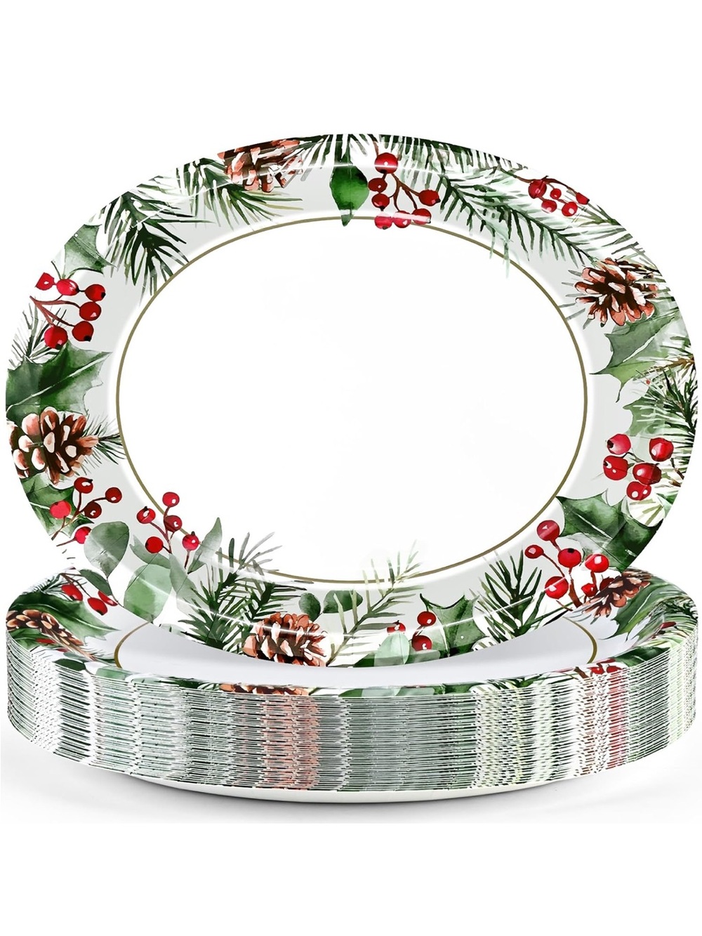50pcs. Festive Holiday Disposable Paper Plates